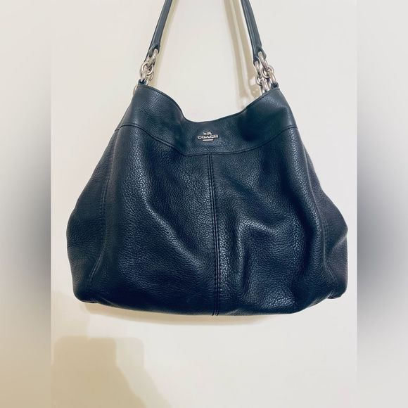 Coach Large Lexy Shoulderbag, Black Pebble Leather with Silver Hardware - Picture 4 of 11